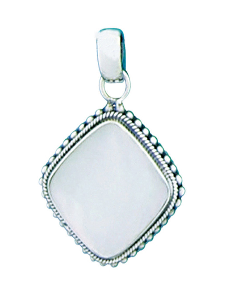 Sterling Silver Cushion Mother of Pearl Pendant 22mm