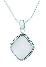 Sterling Silver Cushion Mother of Pearl Pendant 22mm