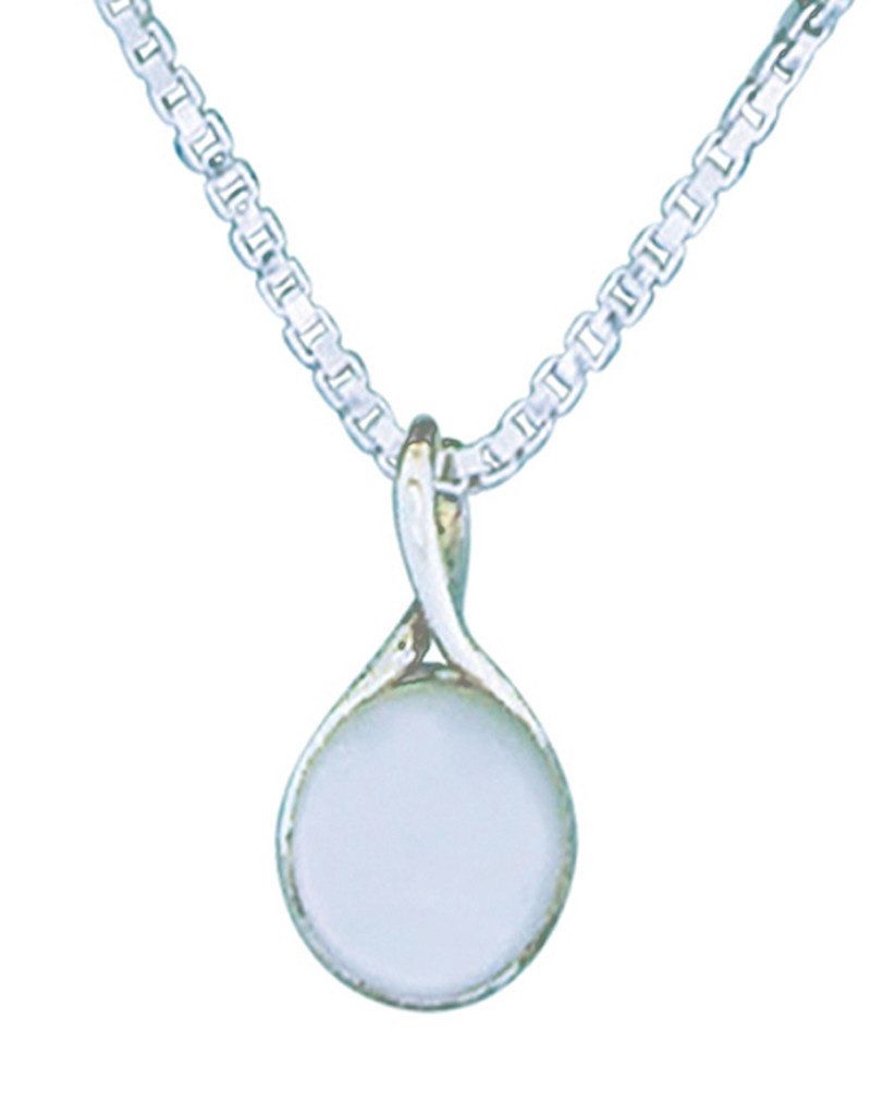 Sterling Silver Round Mother of Pearl Twist Pendant 18mm