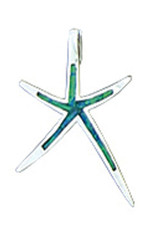 Sterling Silver Synthetic Opal Starfish Pendant 31mm
