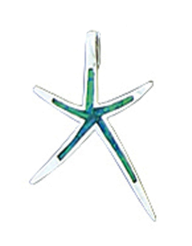 Sterling Silver Synthetic Opal Starfish Pendant 31mm
