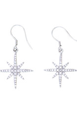 Sterling Silver North Star Pave CZ Earrings 20mm