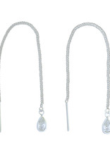 Sterling Silver Teardrop CZ Threader Earrings