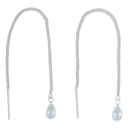 Teardrop CZ Threader Earrings