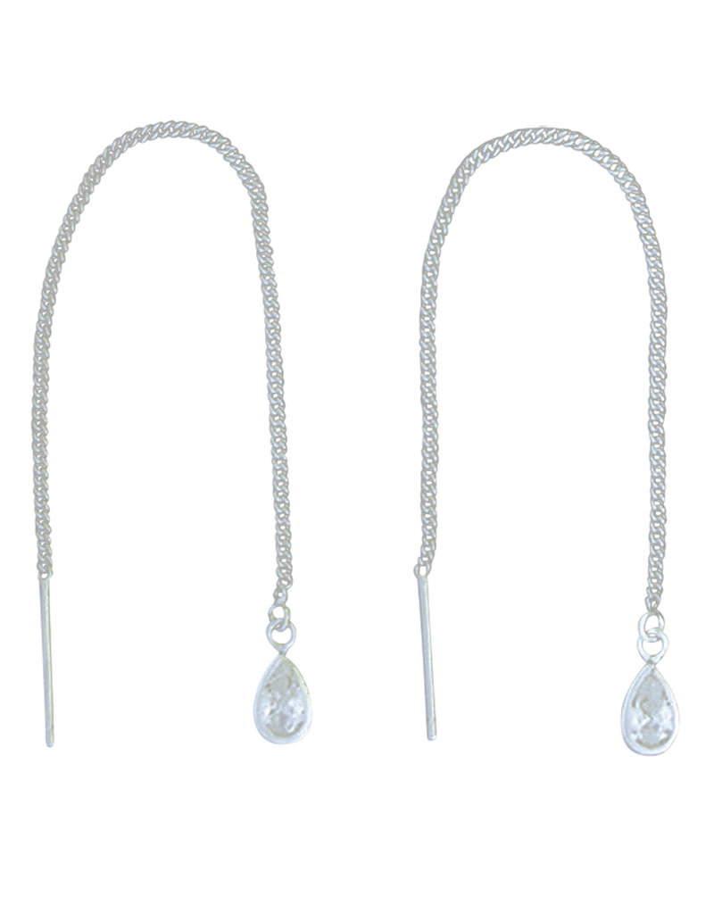 Teardrop CZ Threader Earrings