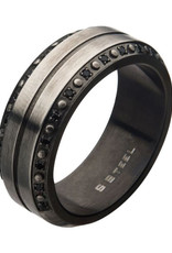 Men's Black CZ Gunmetal Stainless Steel Band Ring