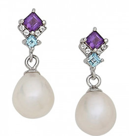 Amethyst Pearl Dangle Earrings