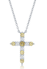 Sterling Silver Citrine CZ Cross Necklace