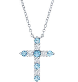 Swiss Blue CZ Cross Necklace