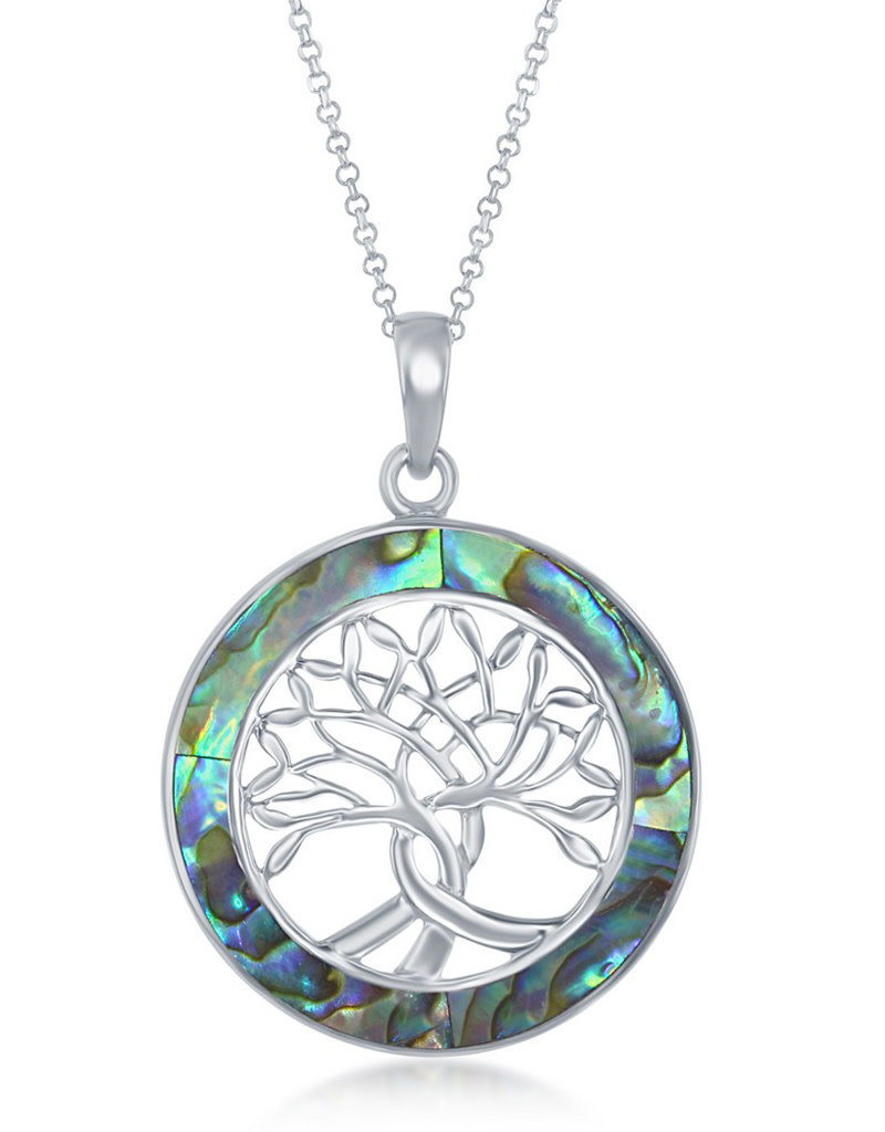 Sterling Silver Abalone Tree of Life Necklace