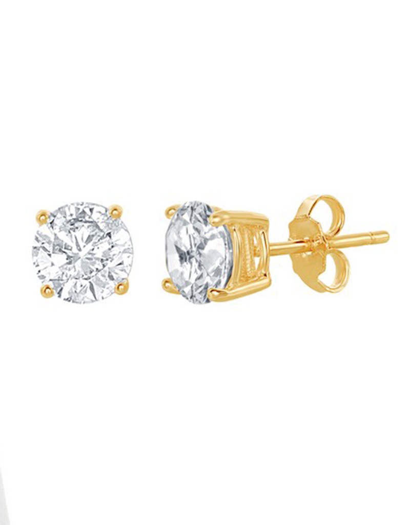 Round 6mm CZ Vermeil Stud Earrings