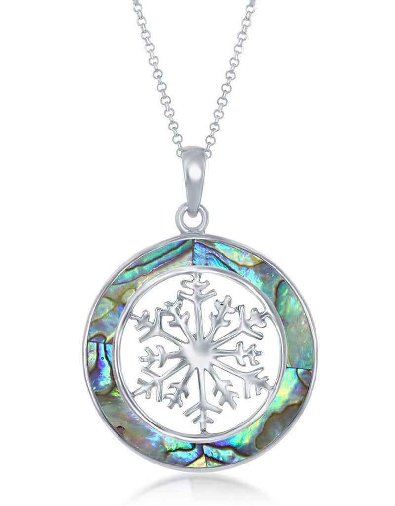 Sterling Silver Abalone Snowflake Necklace