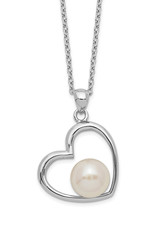 Sterling Silver Heart with Pearl Necklace