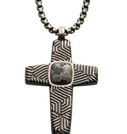 Gray Jasper Cross Necklace