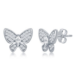 CZ Butterfly Stud Earrings