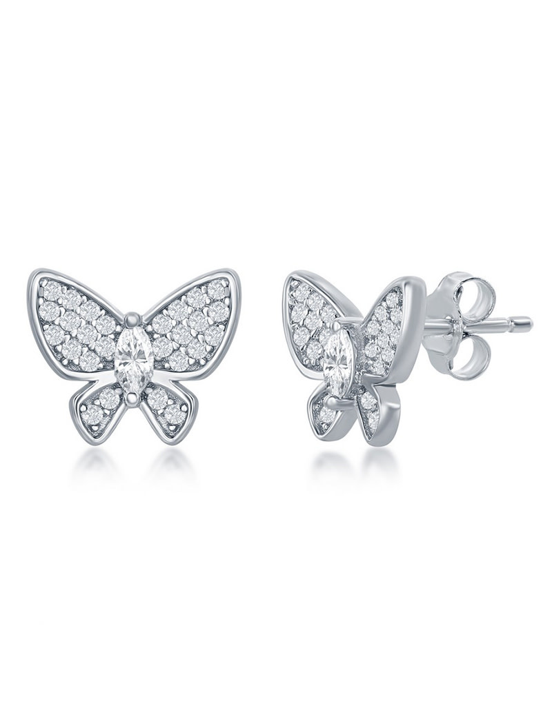 CZ Butterfly Stud Earrings