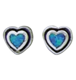 Opal Heart Stud Earrings 7mm