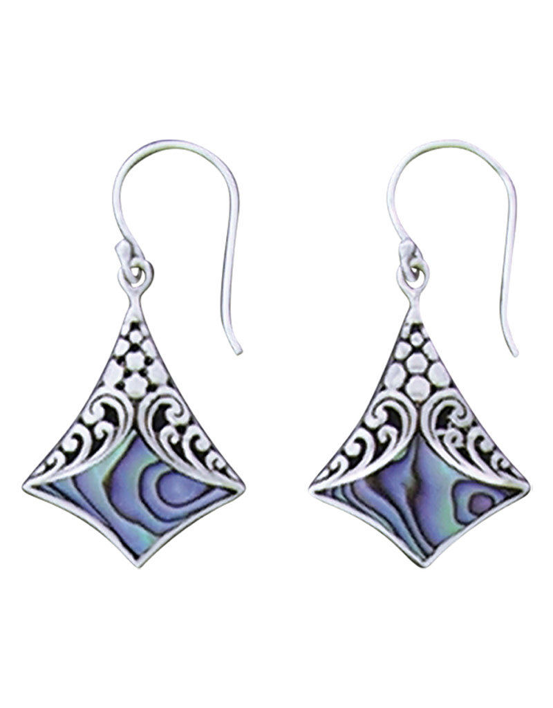 Sterling Silver Abalone Design Earrings