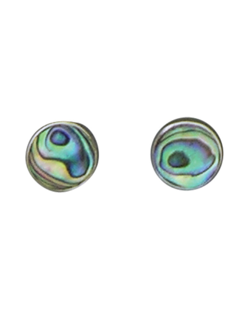 Sterling Silver Round Abalone Stud Earrings 8mm