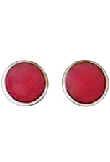 Sterling Silver Round Coral Stud Earrings 6mm