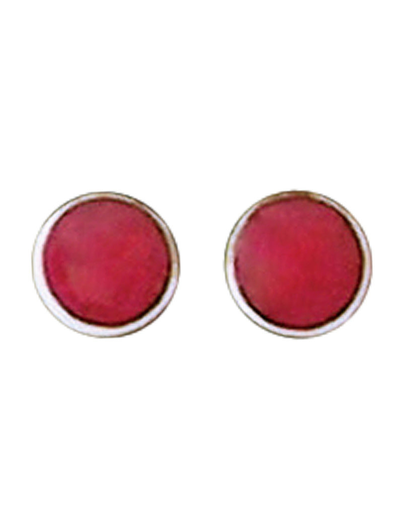 Sterling Silver Round Coral Stud Earrings 6mm