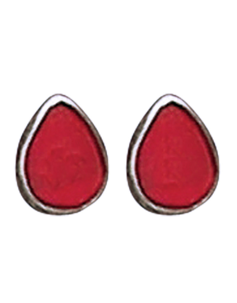 Sterling Silver Teardrop Coral Stud Earrings 6mm