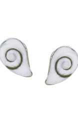 Sterling Silver Teardrop Shiva Shell Stud Earrings 9mm