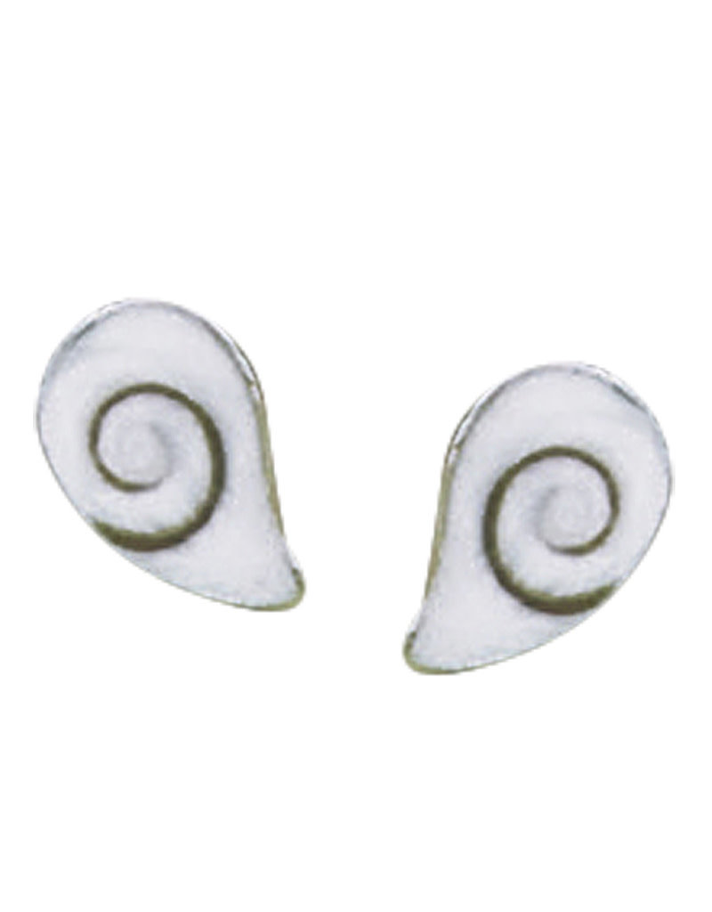 Sterling Silver Teardrop Shiva Shell Stud Earrings 9mm