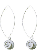 Sterling Silver Long Wire Shiva Shell Earrings 10mm