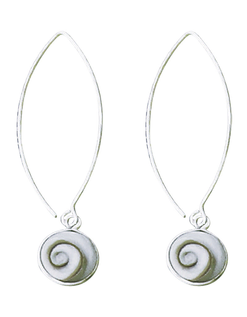 Sterling Silver Long Wire Shiva Shell Earrings 10mm