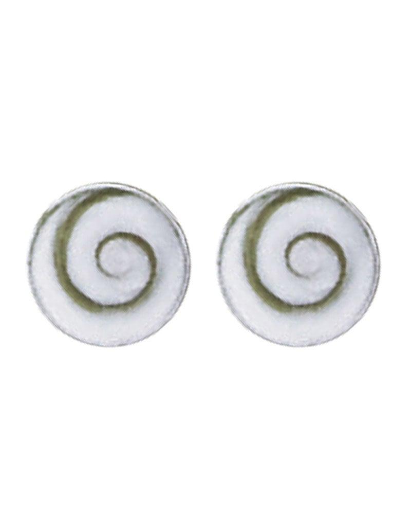 Sterling Silver Round Shiva Shell Stud Earrings 8mm