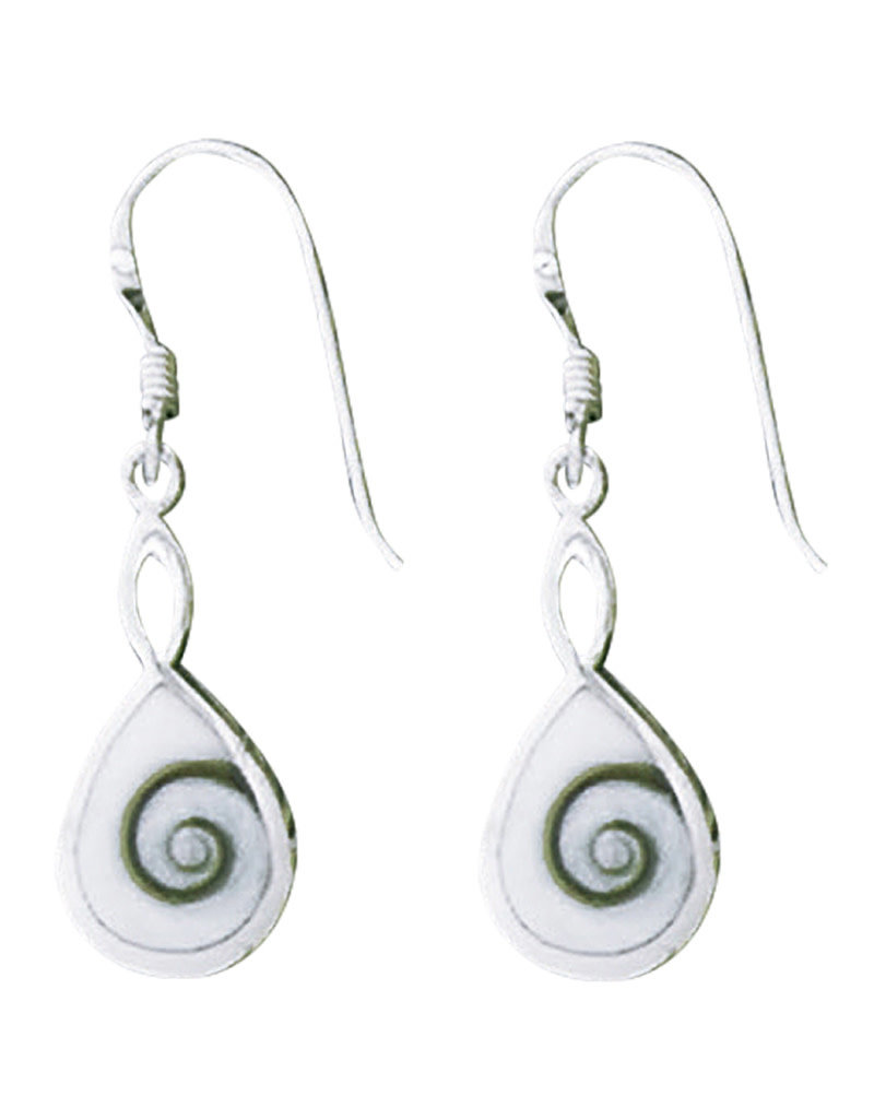 Sterling Silver Teardrop Shiva Shell Earrings 19mm