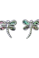 Sterling Silver Abalone Dragonfly Stud Earrings 10mm