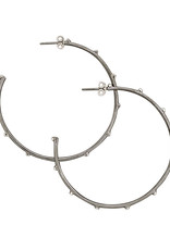 Sterling Silver Oxidized 3/4 Hoop Earrings 50mm