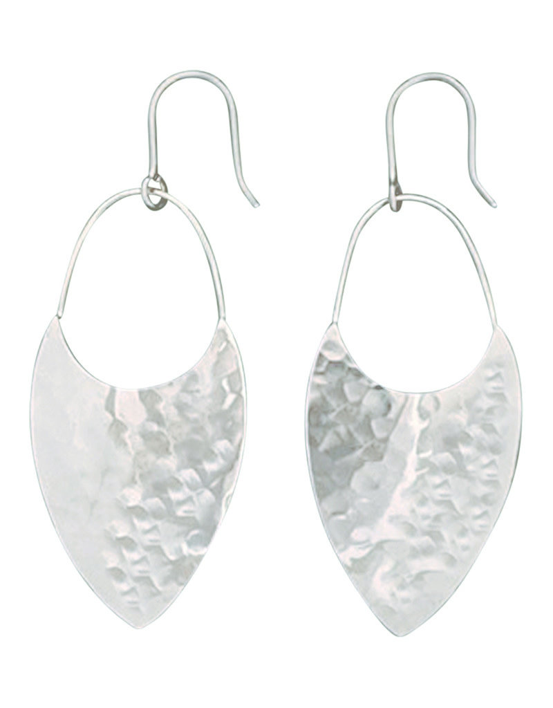 Sterling Silver Hammered Curved V-Shaped Earrings