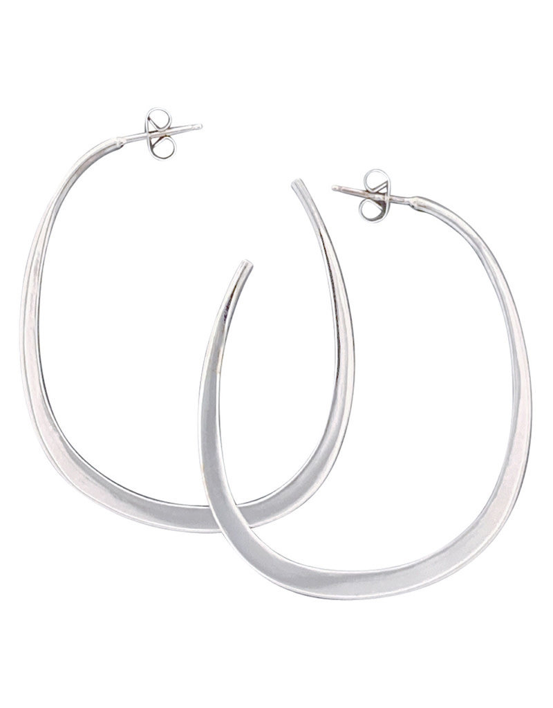 Sterling Silver Oval 3/4 Hoop Earrings