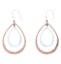 Silver and Copper Teardrop Earrings