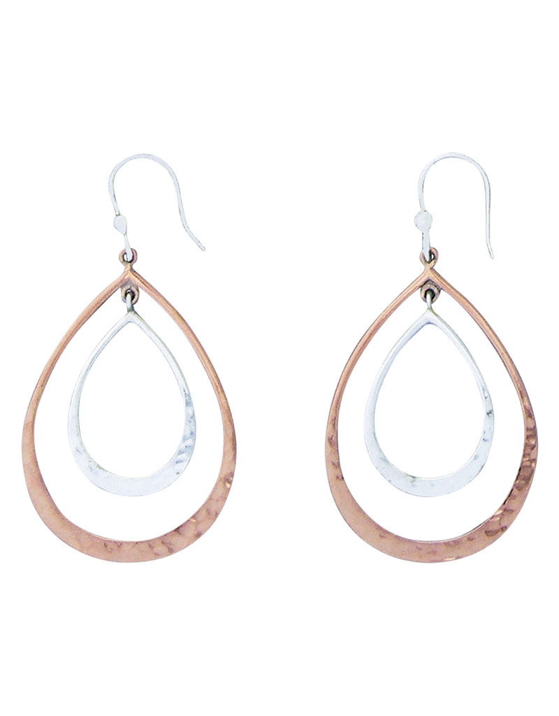 Silver and Copper Teardrop Earrings