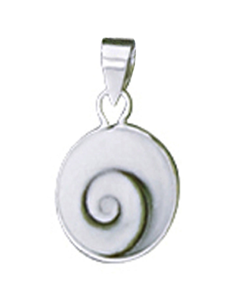 Sterling Silver Round Shiva Shell Pendant 15mm
