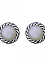 Sterling Silver Pearl Rope Stud Earrings 8mm