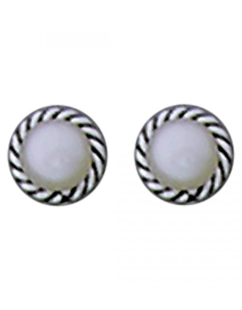 Sterling Silver Pearl Rope Stud Earrings 8mm