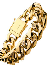 Men's Gold Stainless Steel and Diamond Curb Bracelet