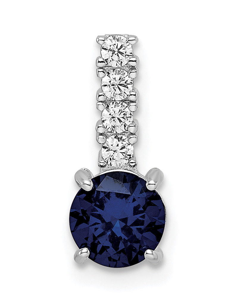 Sterling Silver Blue Spinel and CZ Necklace