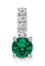 Sterling Silver Round Green CZ Necklace