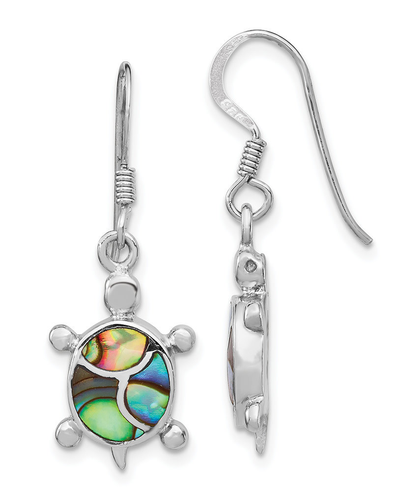 Sterling Silver Abalone Turtle Earrings