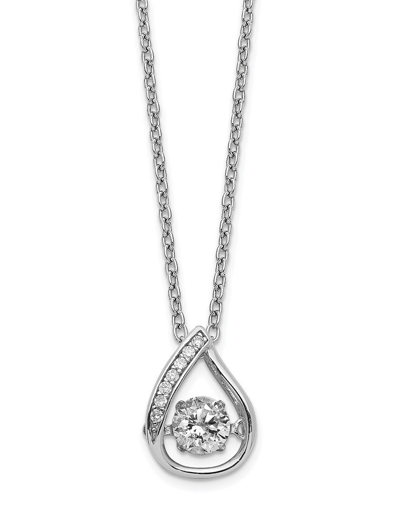 Sterling Silver Teardrop Shimmering CZ Necklace