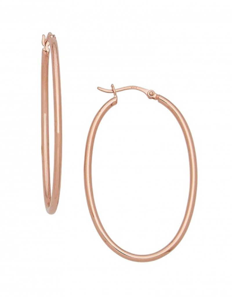Sterling Silver Oval Rose Vermeil Hoop Earrings 45mm