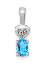 Sterling Silver Oval Blue Topaz and Diamond Necklace 18" (Includes Chain)