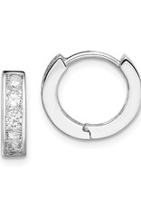 Sterling Silver CZ Huggie Earrings 13mm