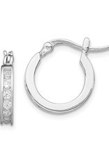 Sterling Silver CZ Hoop Earrings 15mm
